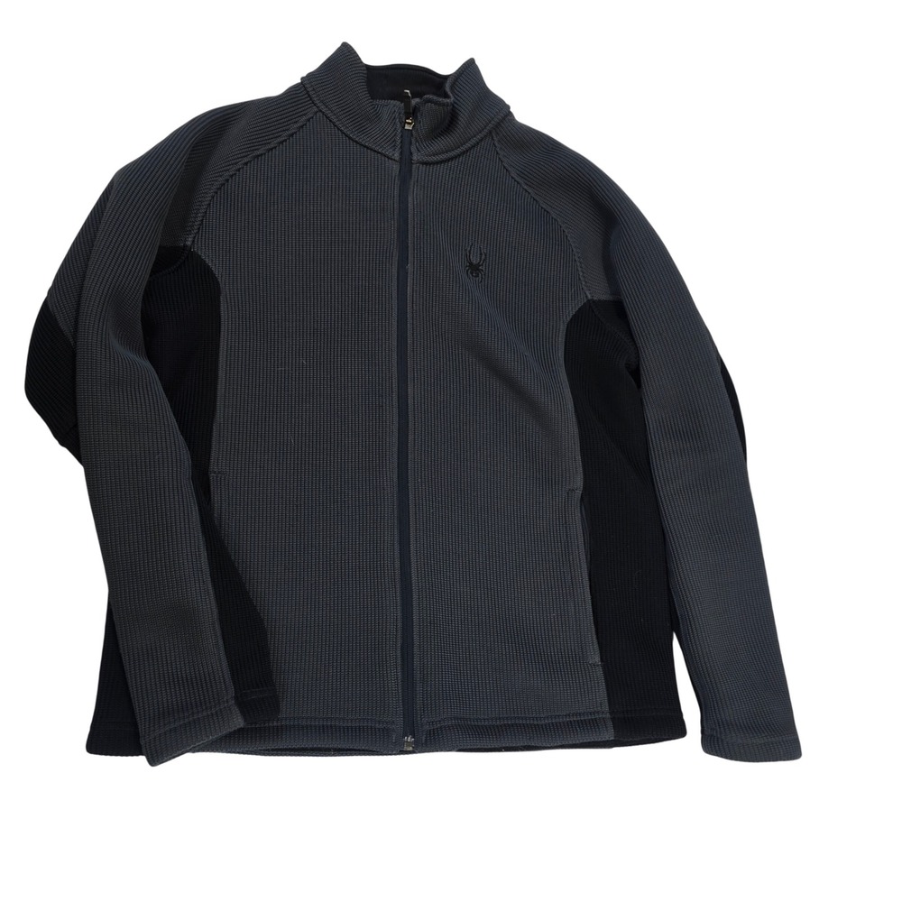 Spyder‎ Core Sweater Full Zip Jacket Men's Medium Gray Black Athletic Outdoor